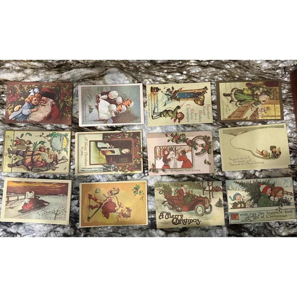 Vintage NOS Christmas Post Cards-48 Total Cards 4 of Each 12 Scenes - Picture 1 of 8